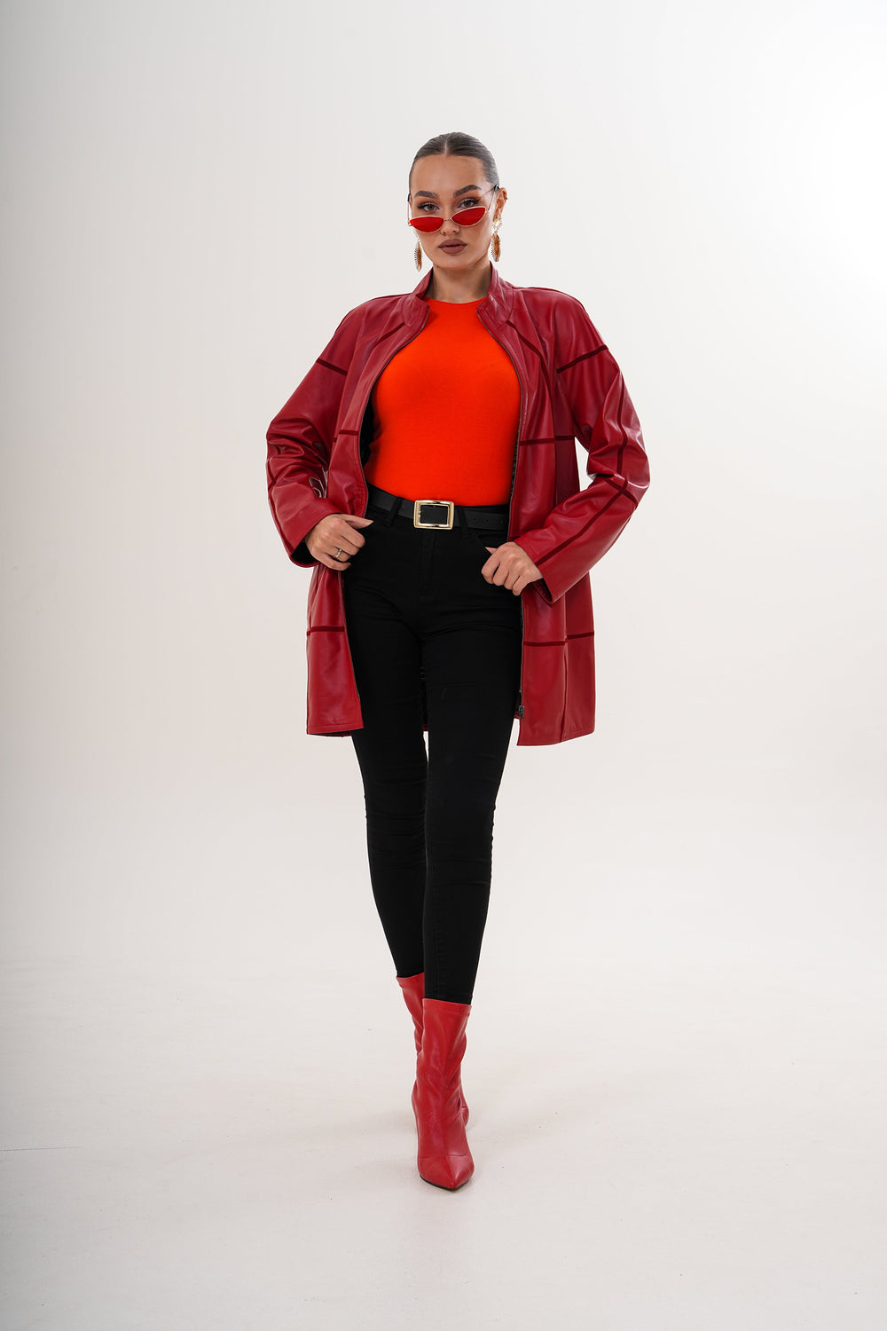 The Prado Reversible Red Leather Jacket For Sale