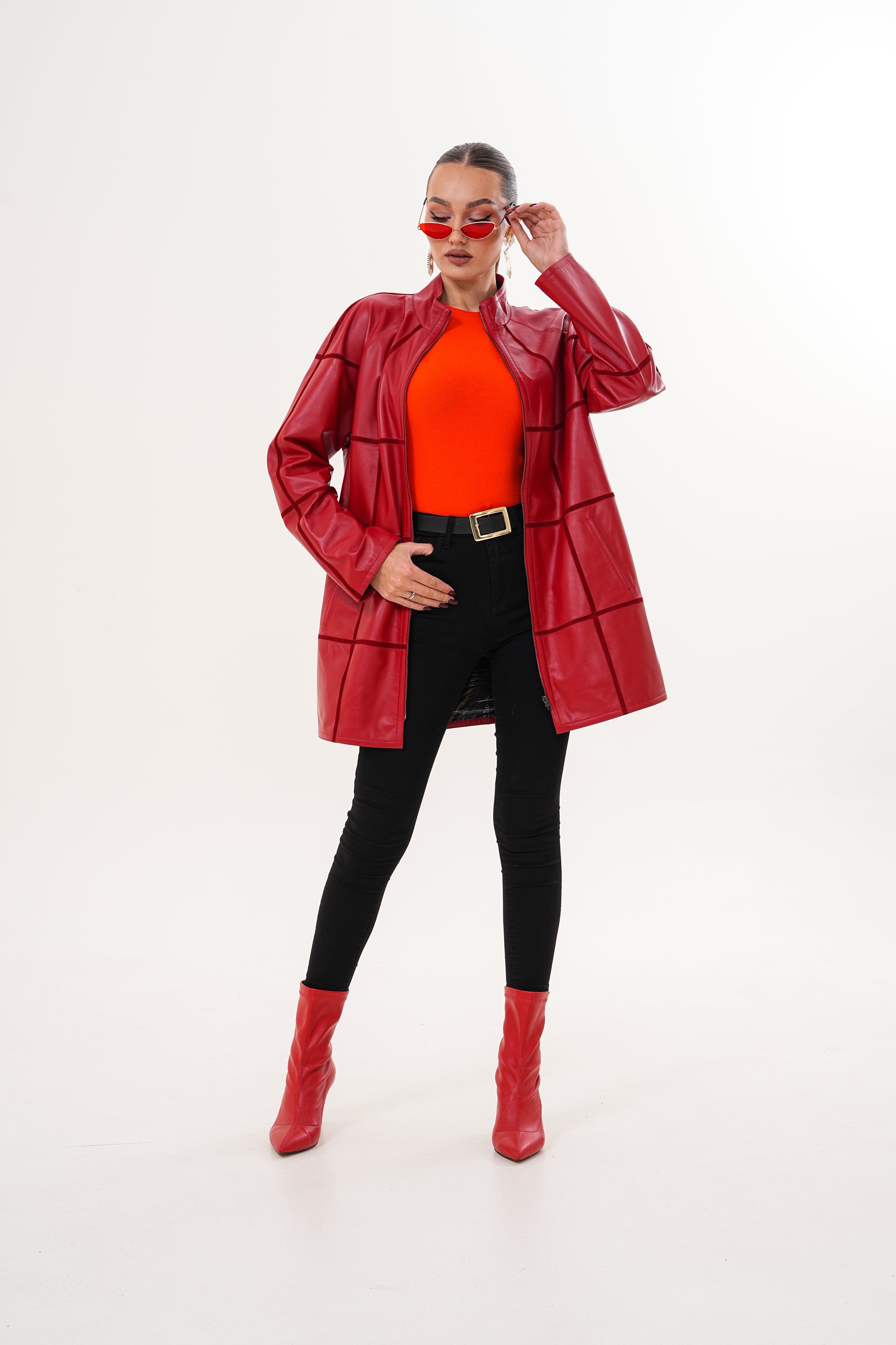The Prado Reversible Red Leather Jacket For Sale