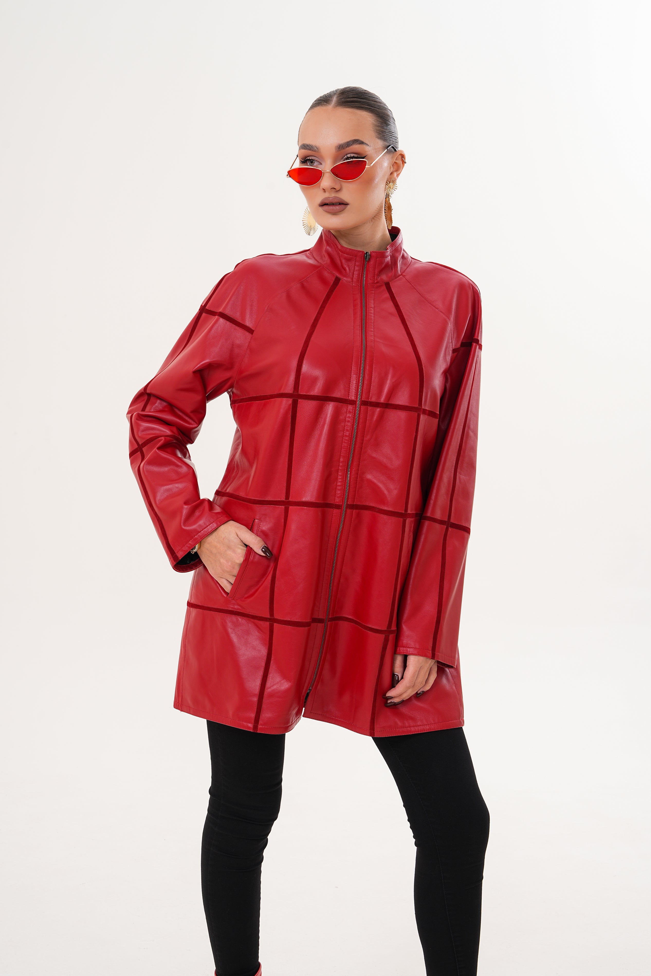 The Prado Reversible Red Leather Jacket For Sale