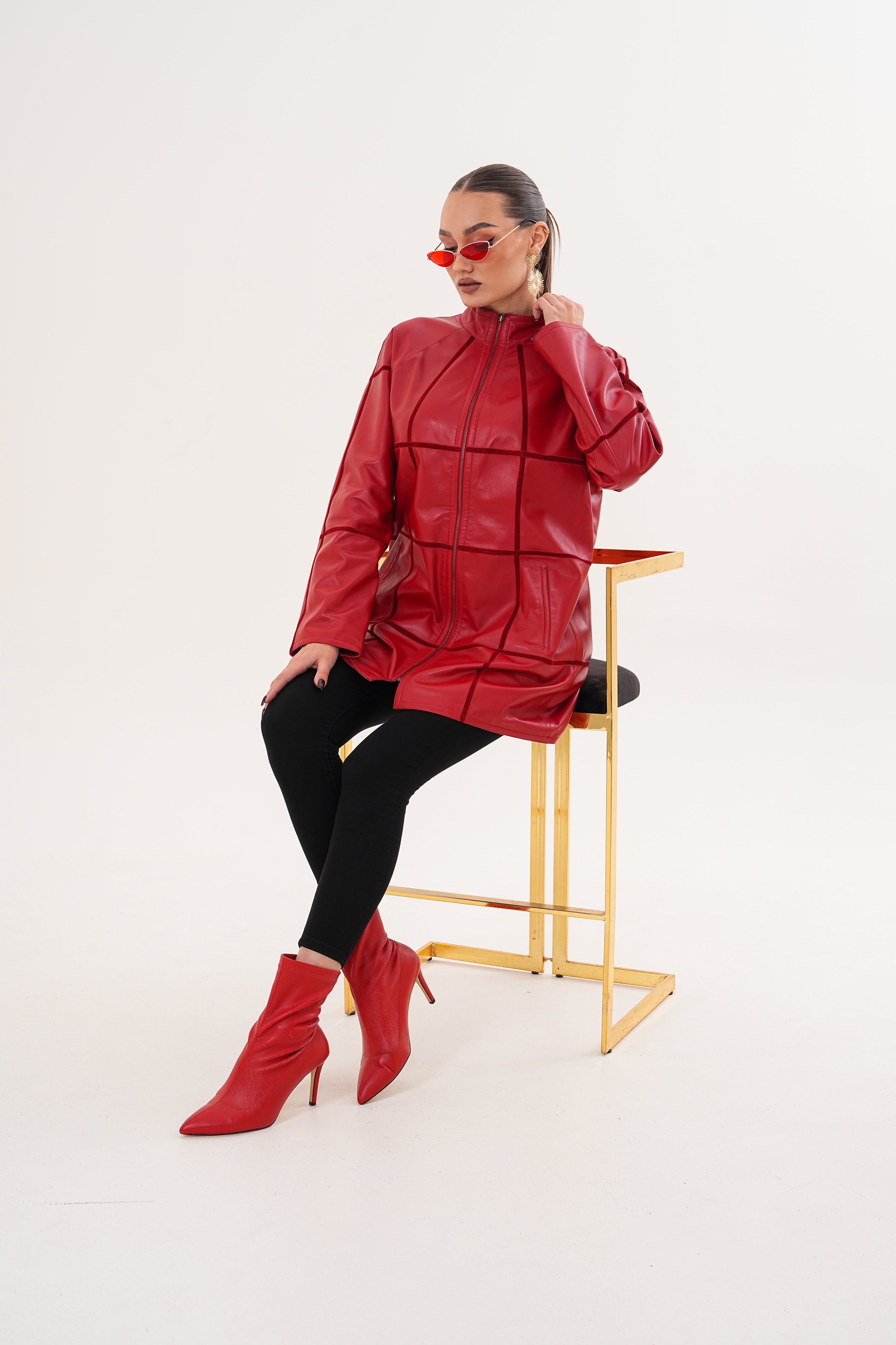 The Prado Reversible Red Leather Jacket For Sale