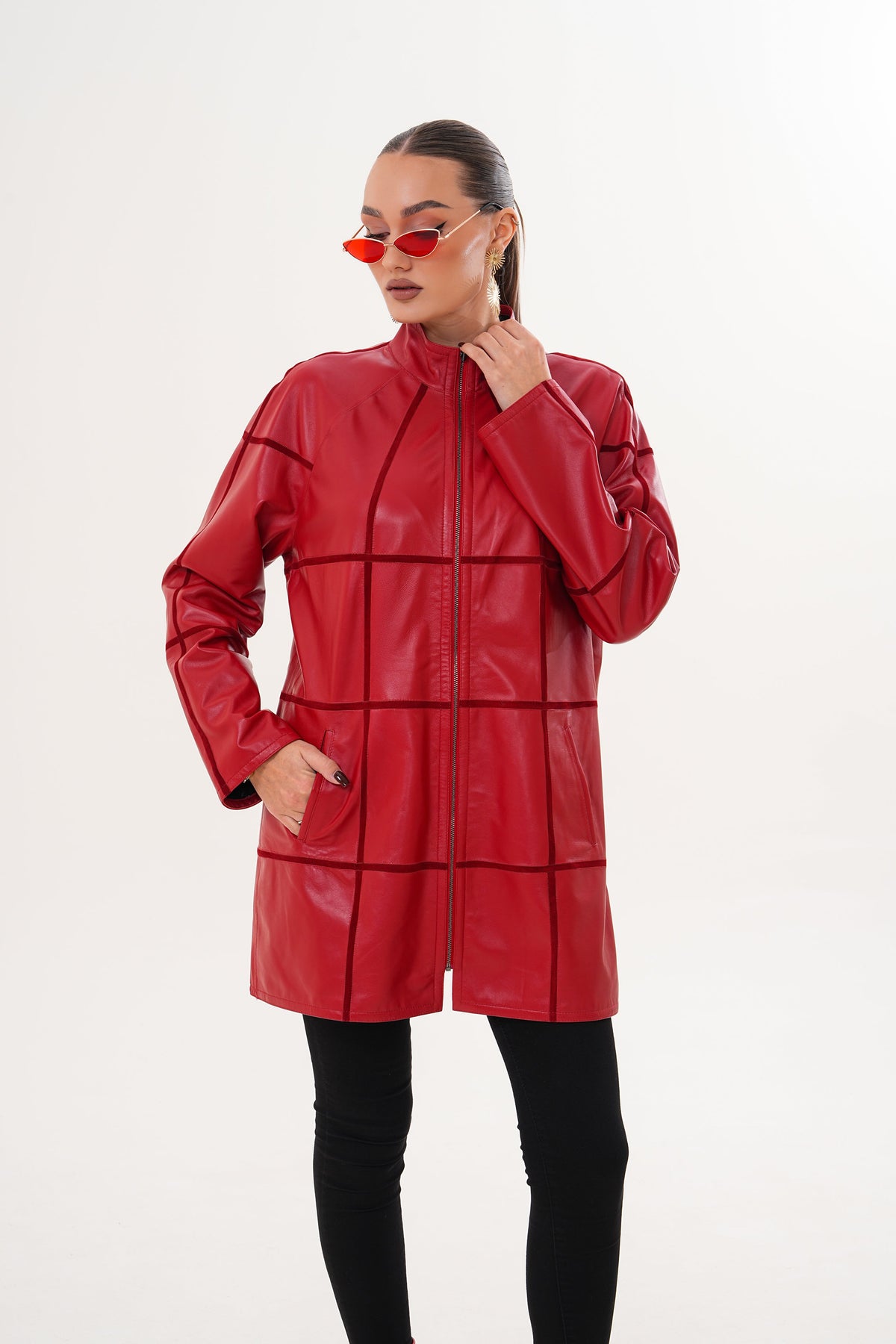 The Prado Reversible Red Leather Jacket For Sale