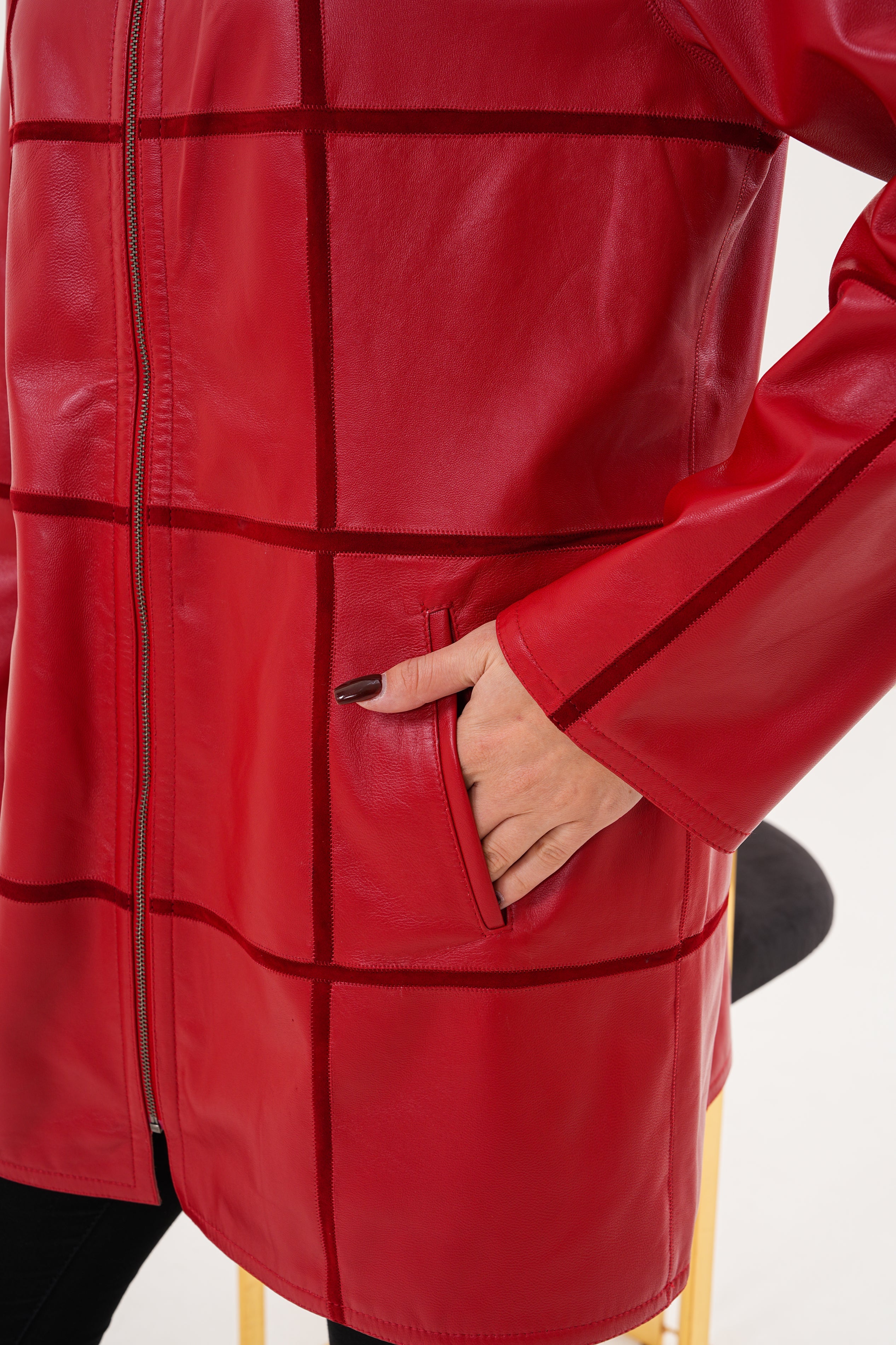 The Prado Reversible Red Leather Jacket For Sale