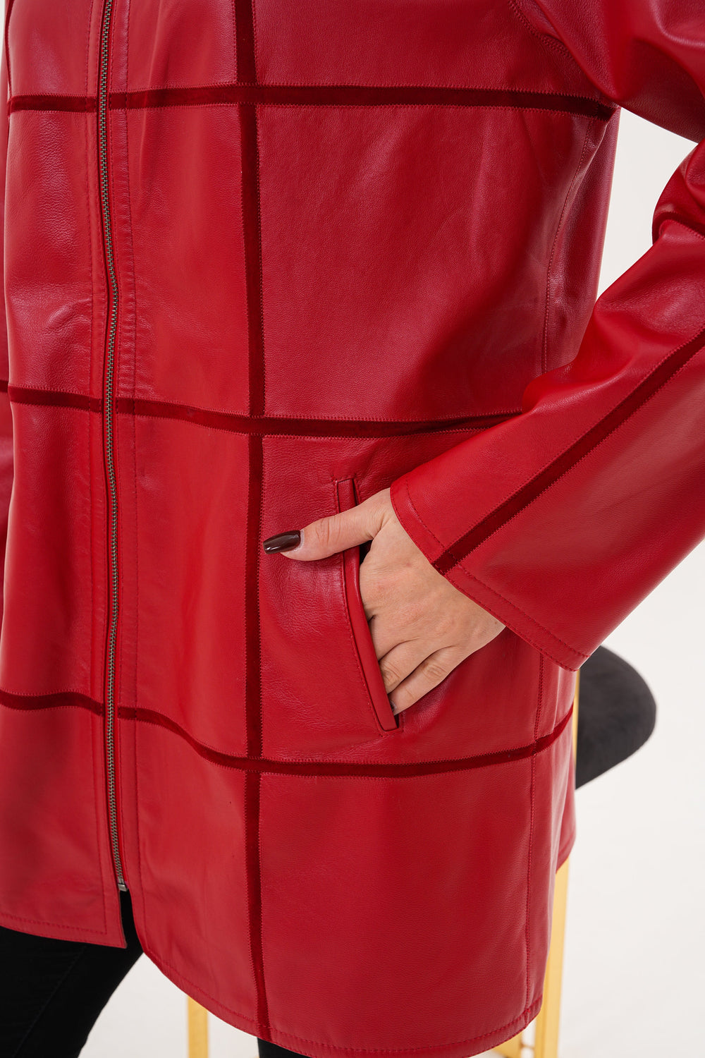The Prado Reversible Red Leather Jacket For Sale