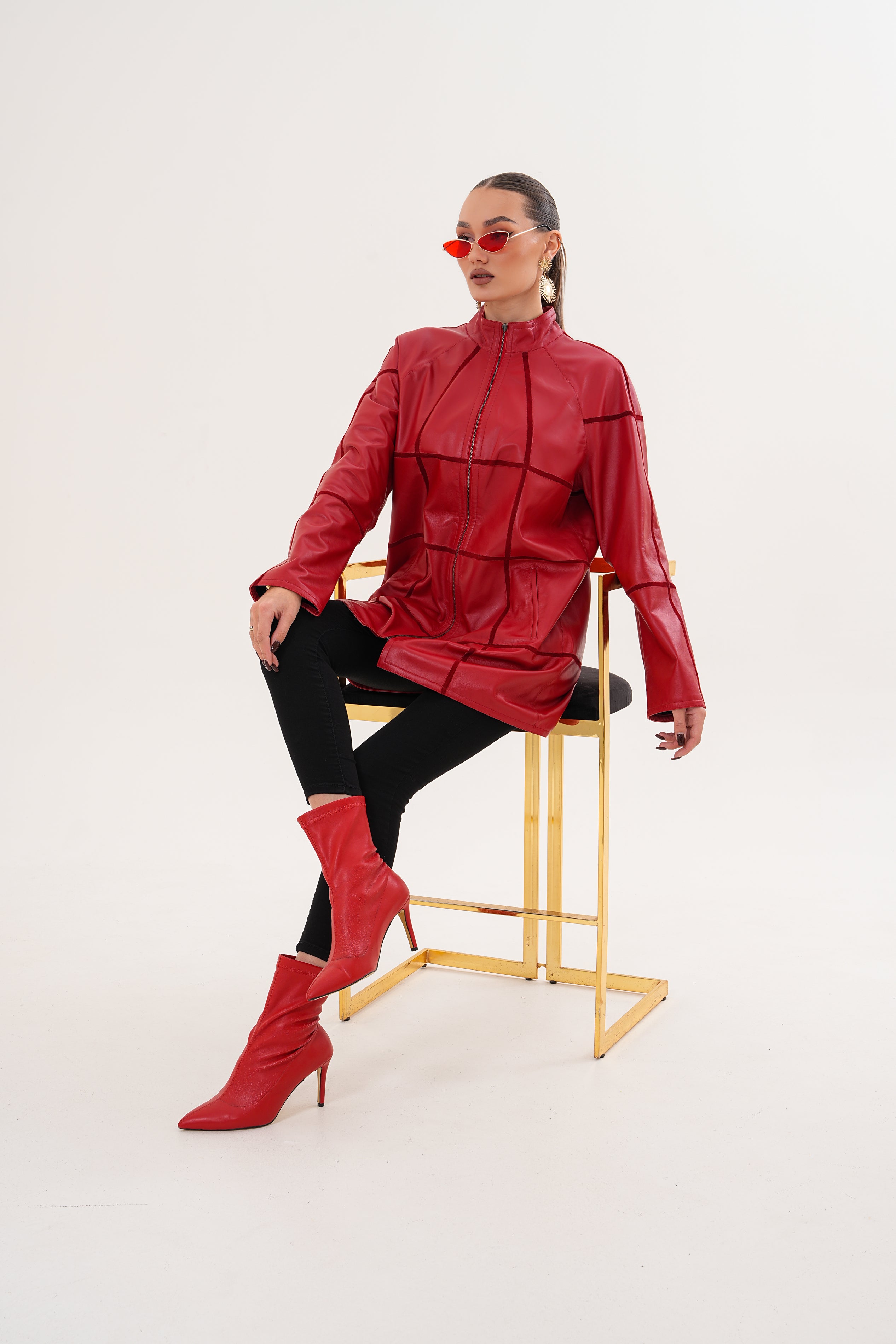 The Prado Reversible Red Leather Jacket For Sale