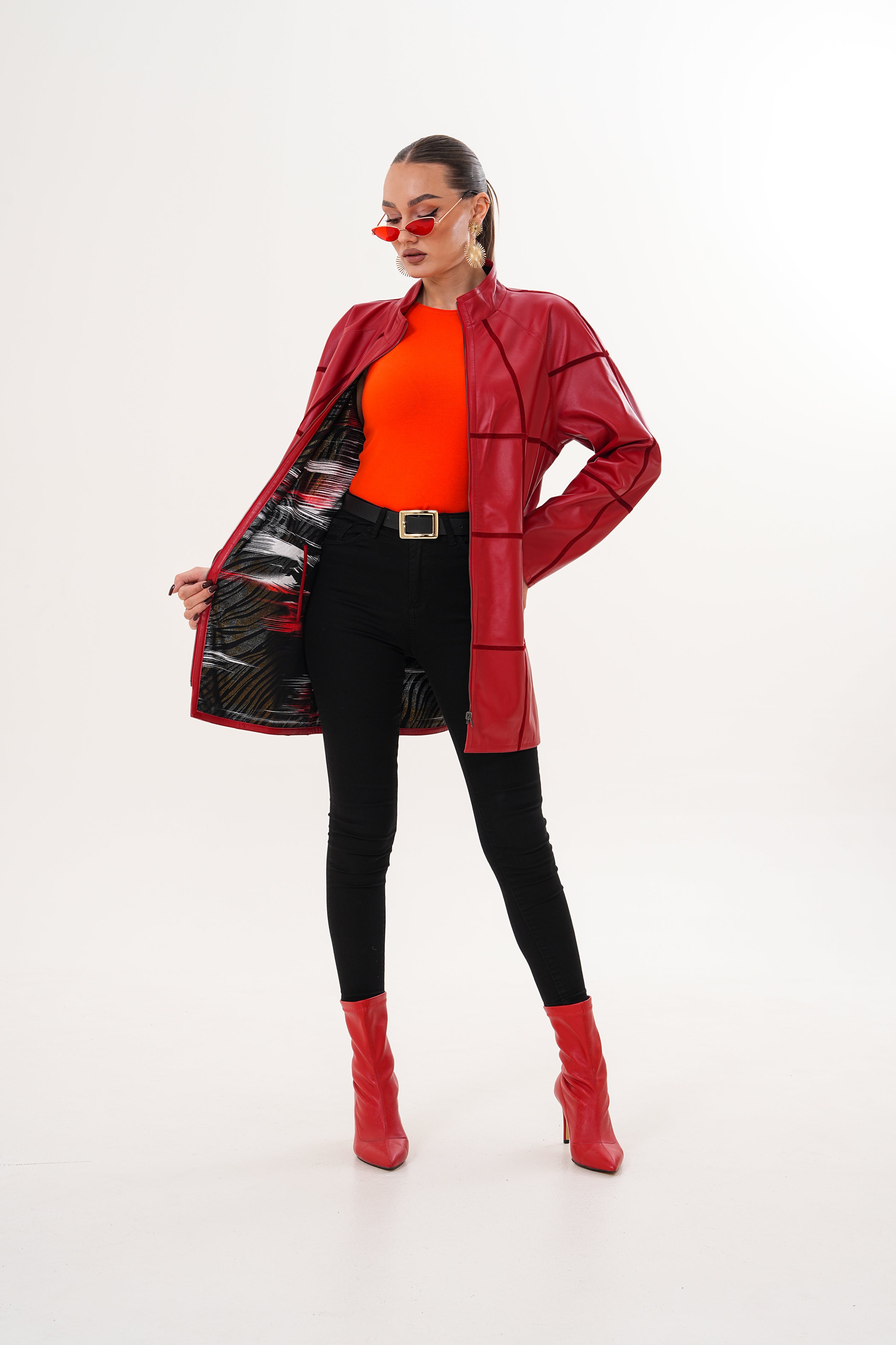 The Prado Reversible Red Leather Jacket For Sale
