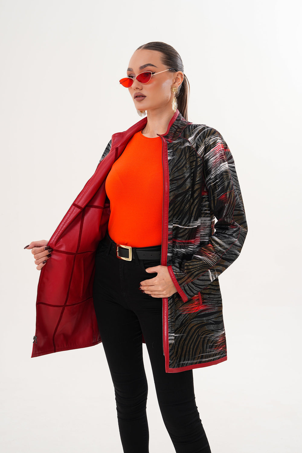 The Prado Reversible Red Leather Jacket For Sale