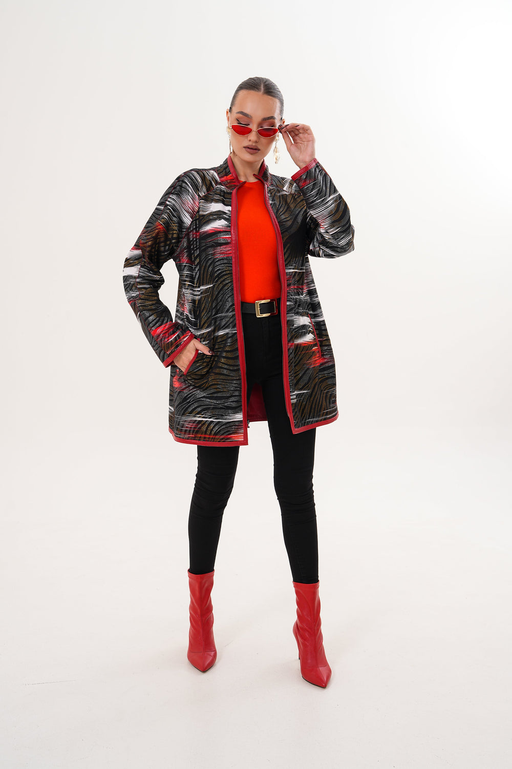 The Prado Reversible Red Leather Jacket For Sale