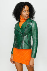 The Pythn Skin Green Leather Jacket Universal Fit