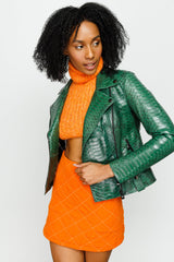 The Pythn Skin Green Leather Jacket Universal Fit