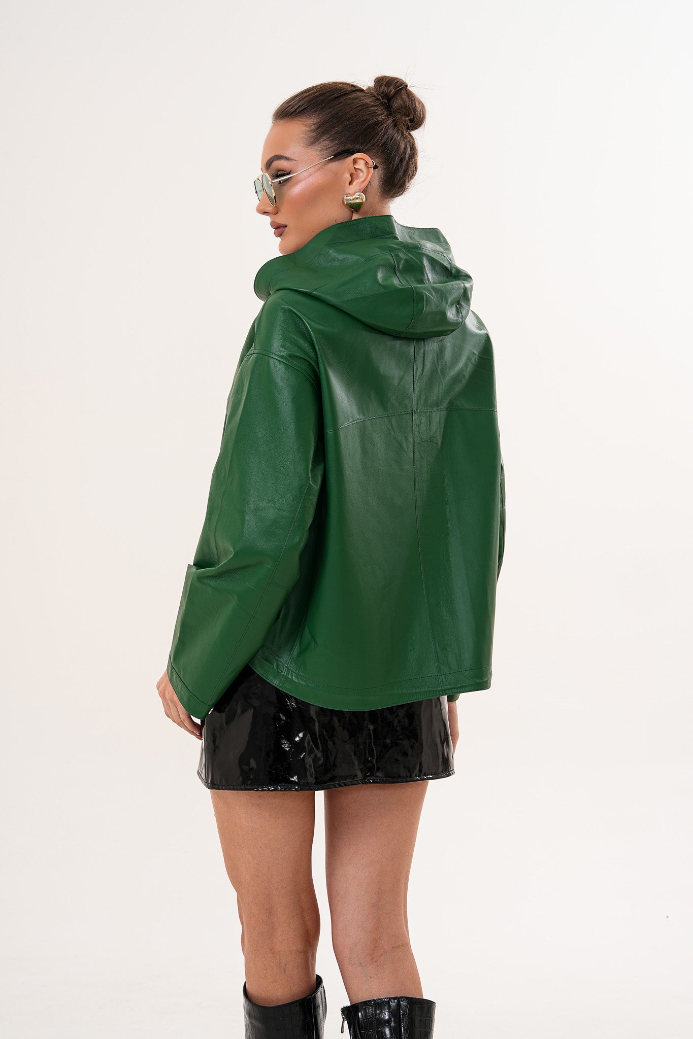 The Calyra Reversible Leather Jacket – Emerald Green Fine Craftsmanship