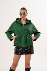 The Calyra Reversible Leather Jacket – Emerald Green Fine Craftsmanship