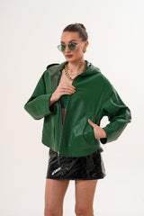 The Calyra Reversible Leather Jacket – Emerald Green Fine Craftsmanship