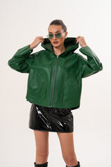The Calyra Reversible Leather Jacket – Emerald Green Fine Craftsmanship