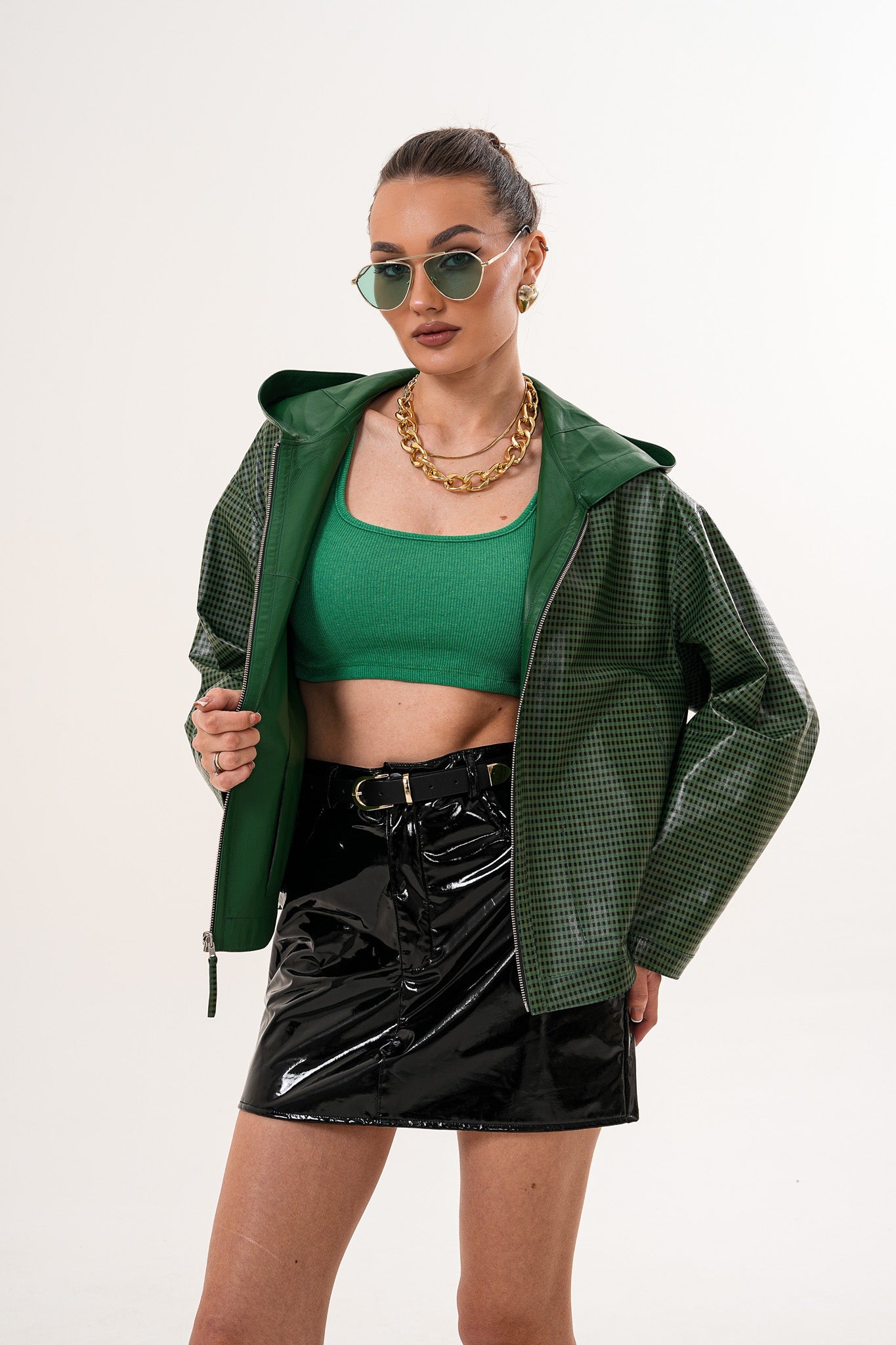 The Calyra Reversible Leather Jacket – Emerald Green Fine Craftsmanship
