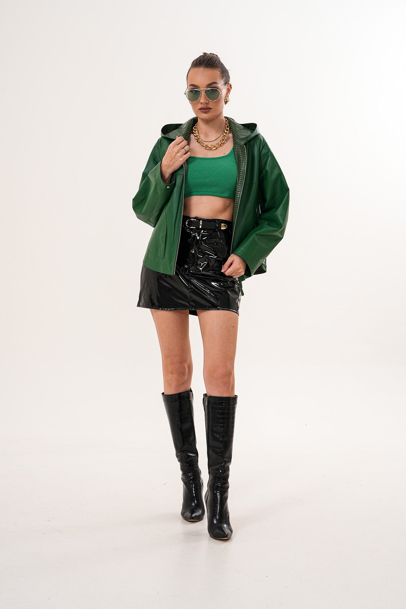 The Calyra Reversible Leather Jacket – Emerald Green Fine Craftsmanship