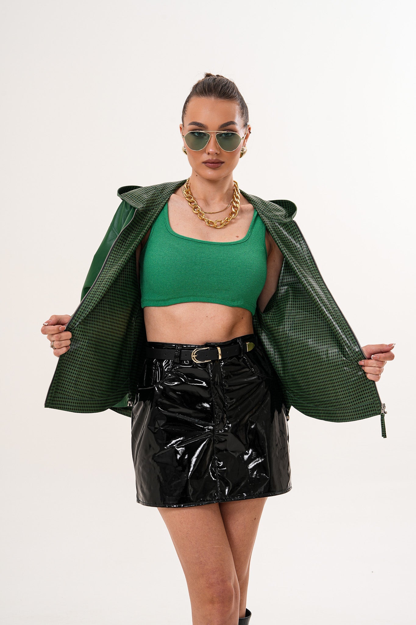The Calyra Reversible Leather Jacket – Emerald Green Fine Craftsmanship