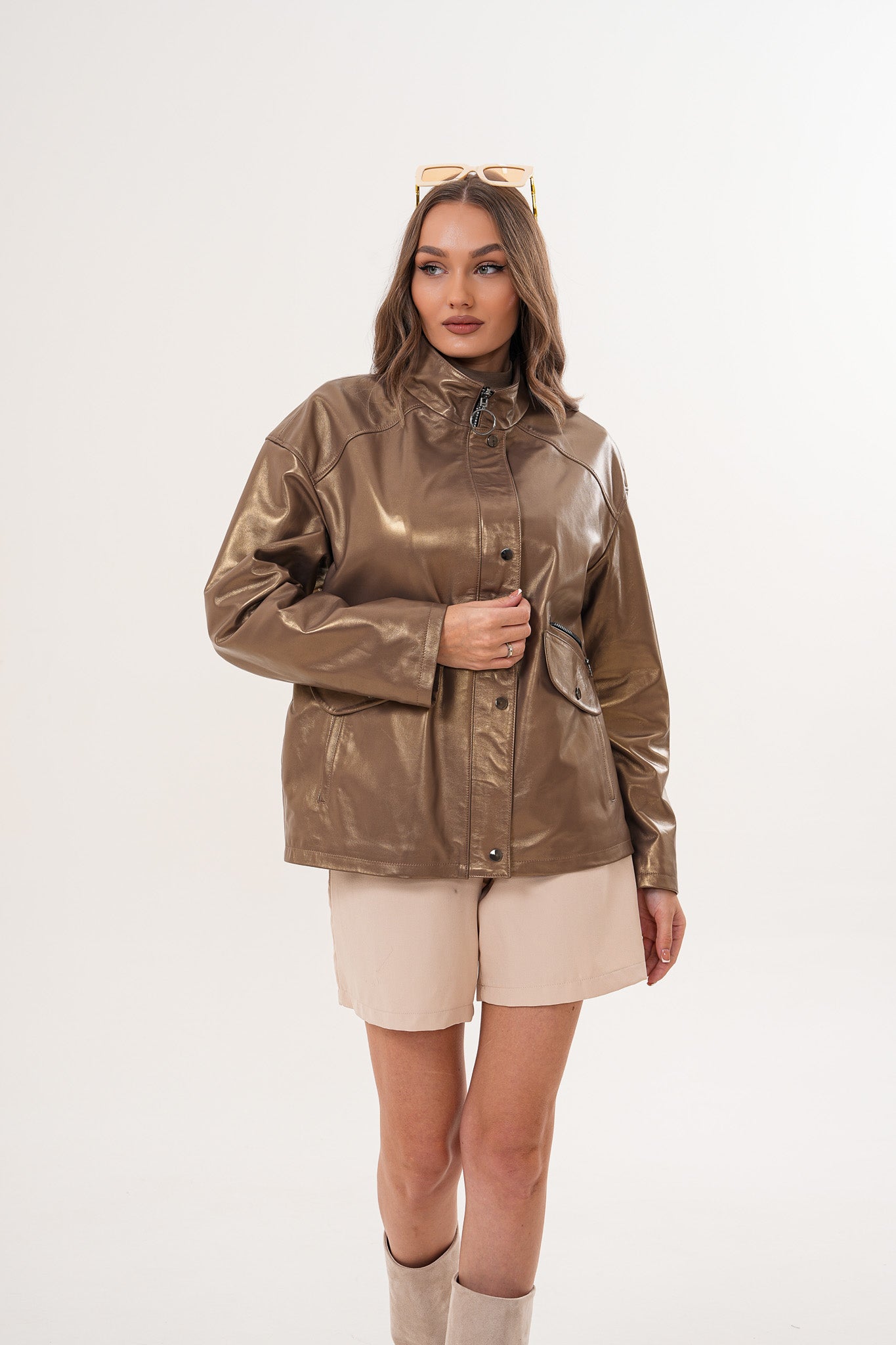 The Zayra Leather Jacket – Taupe Brown Exclusive Style