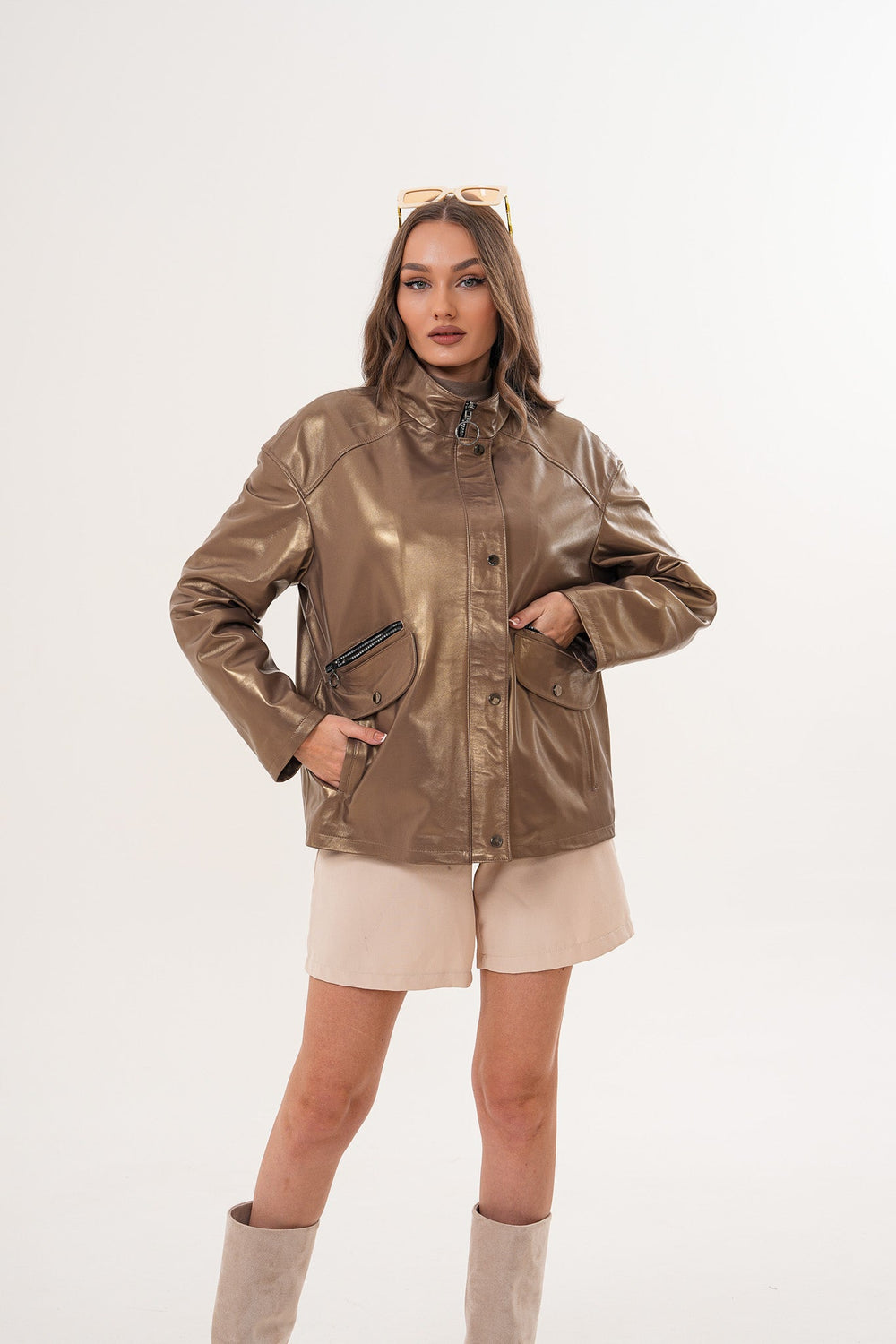 The Zayra Leather Jacket – Taupe Brown Exclusive Style