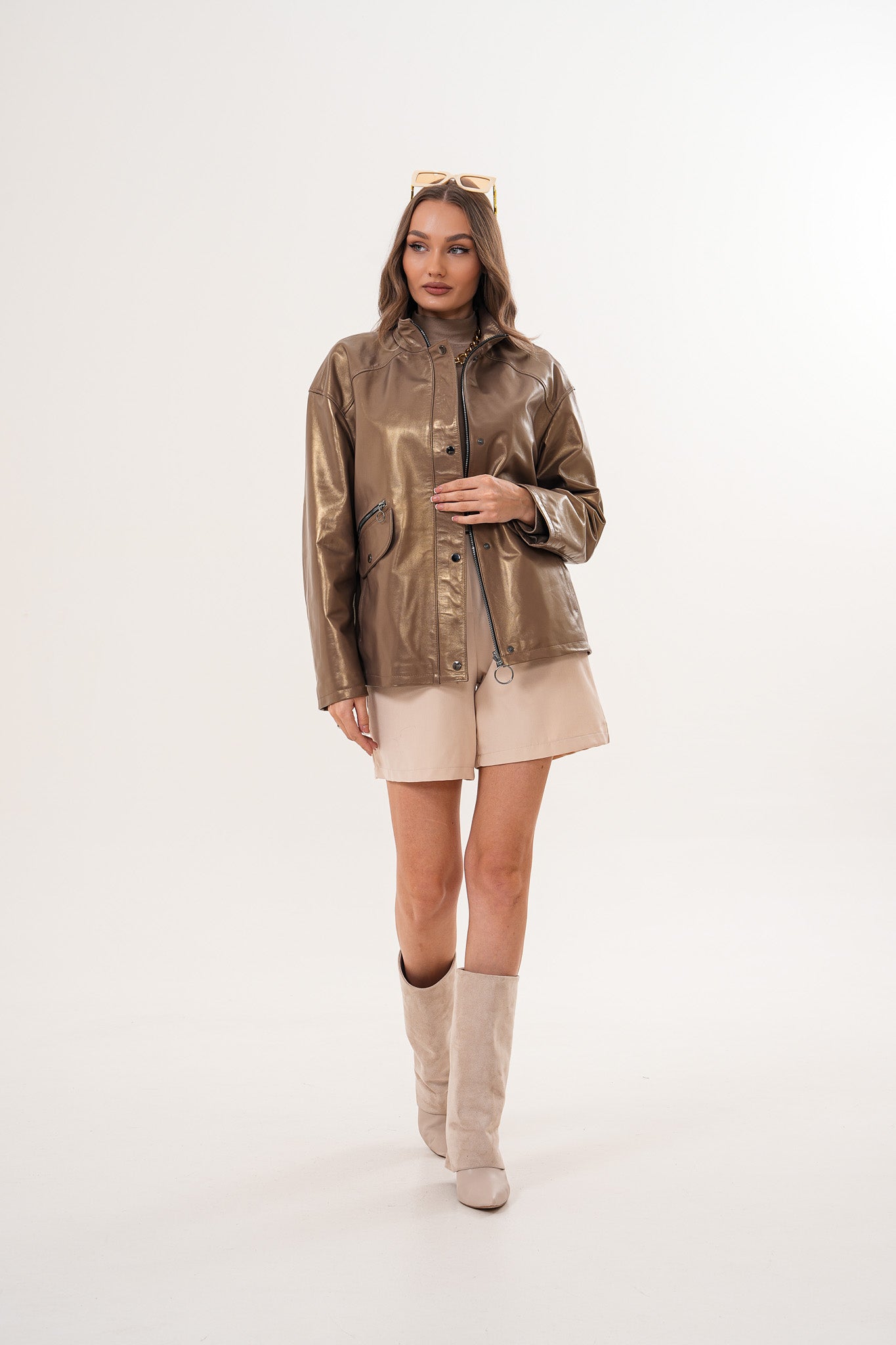 The Zayra Leather Jacket – Taupe Brown Exclusive Style