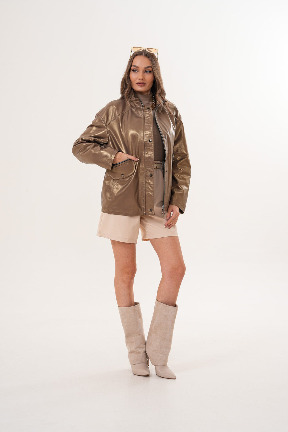 The Zayra Leather Jacket – Taupe Brown Exclusive Style