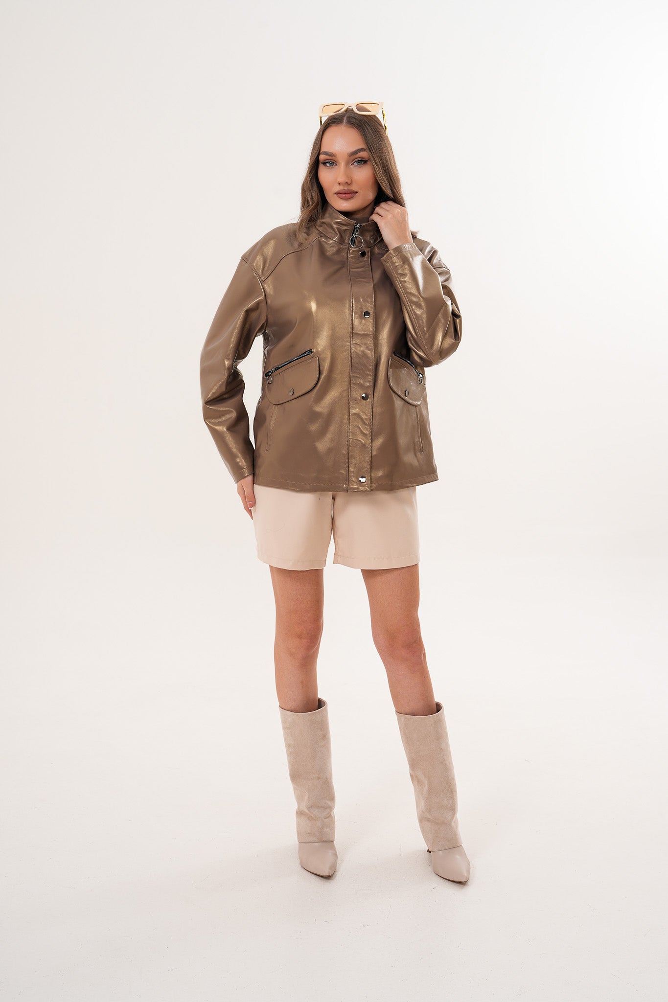 The Zayra Leather Jacket – Taupe Brown Exclusive Style
