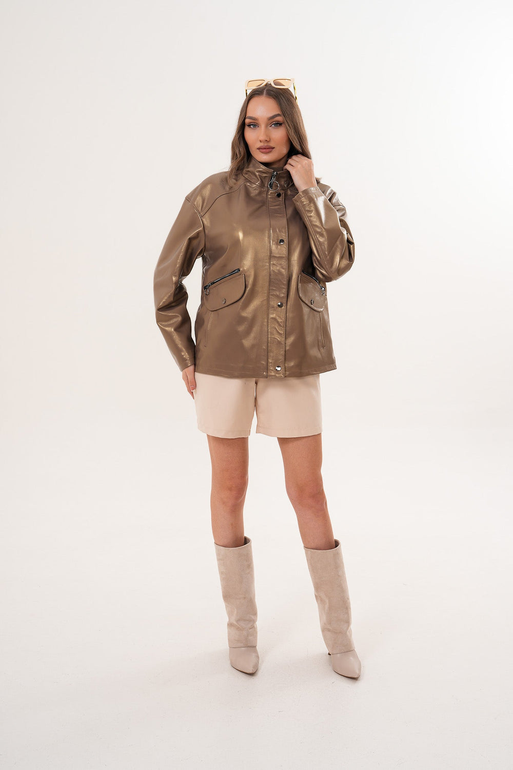 The Zayra Leather Jacket – Taupe Brown Exclusive Style