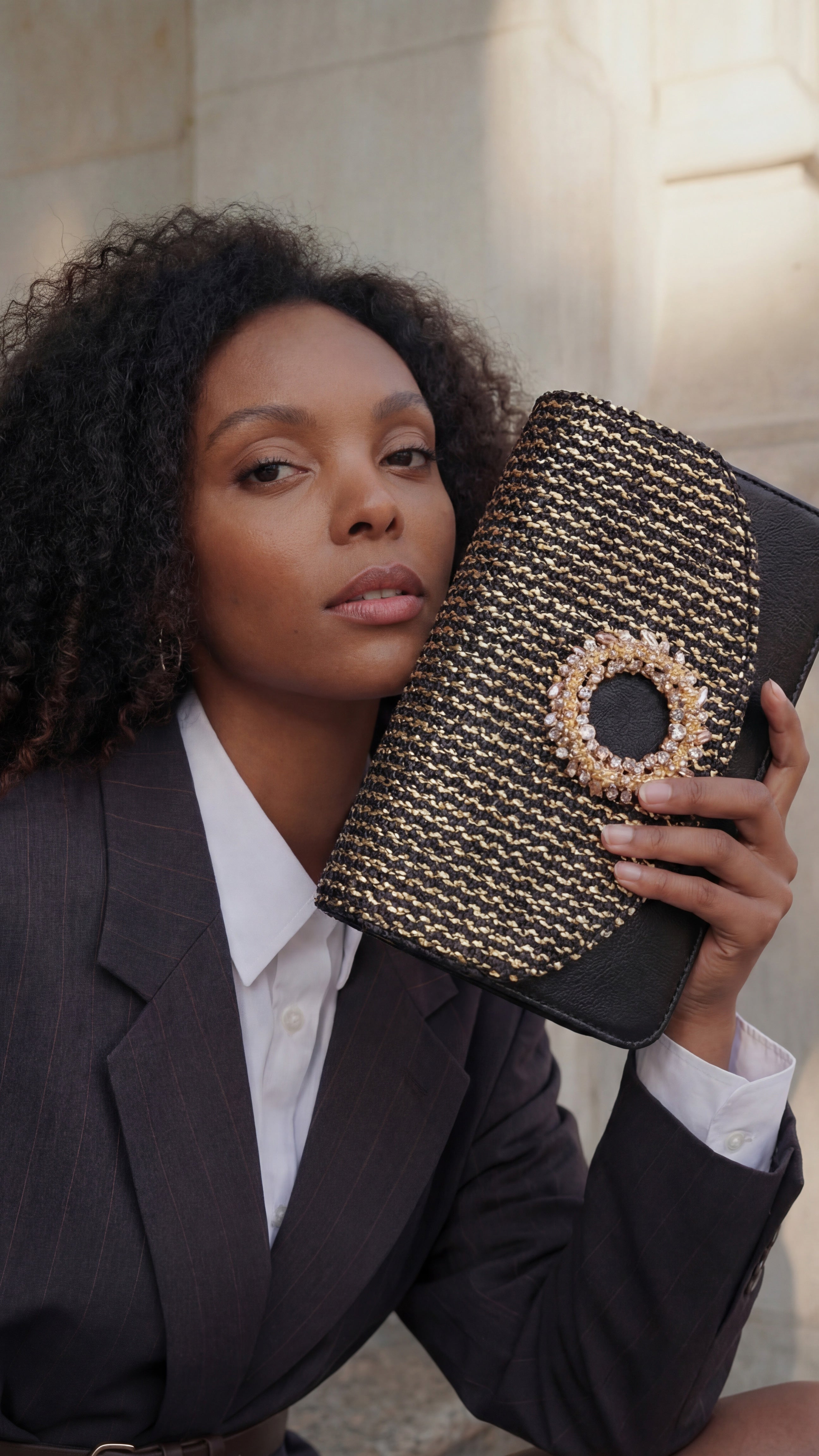 The Aurelia Black Gold Woven Leather Sneaker For Sale