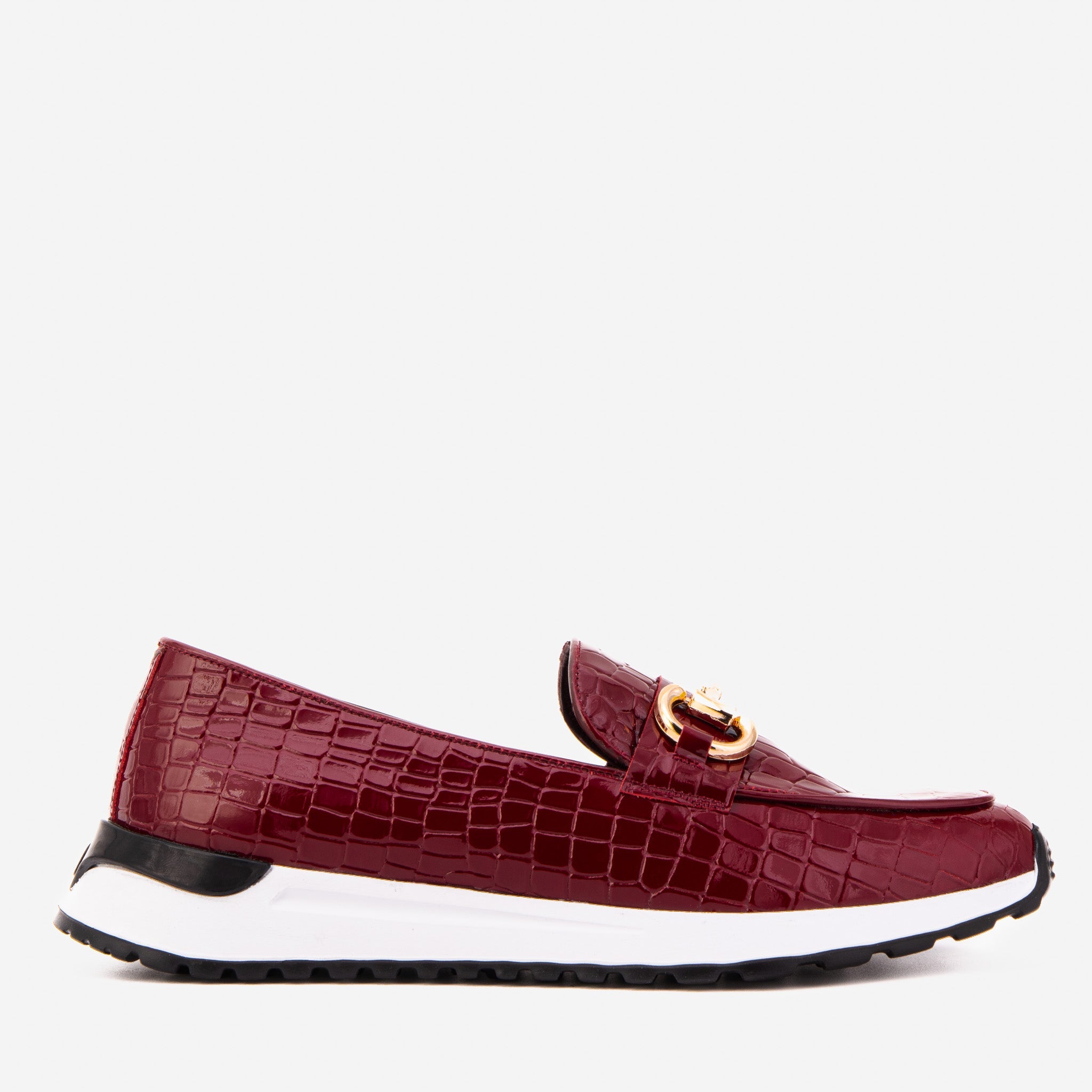 The Milan Burgundy Croc-Embossed Patent Leather Sneaker Exclusive Style