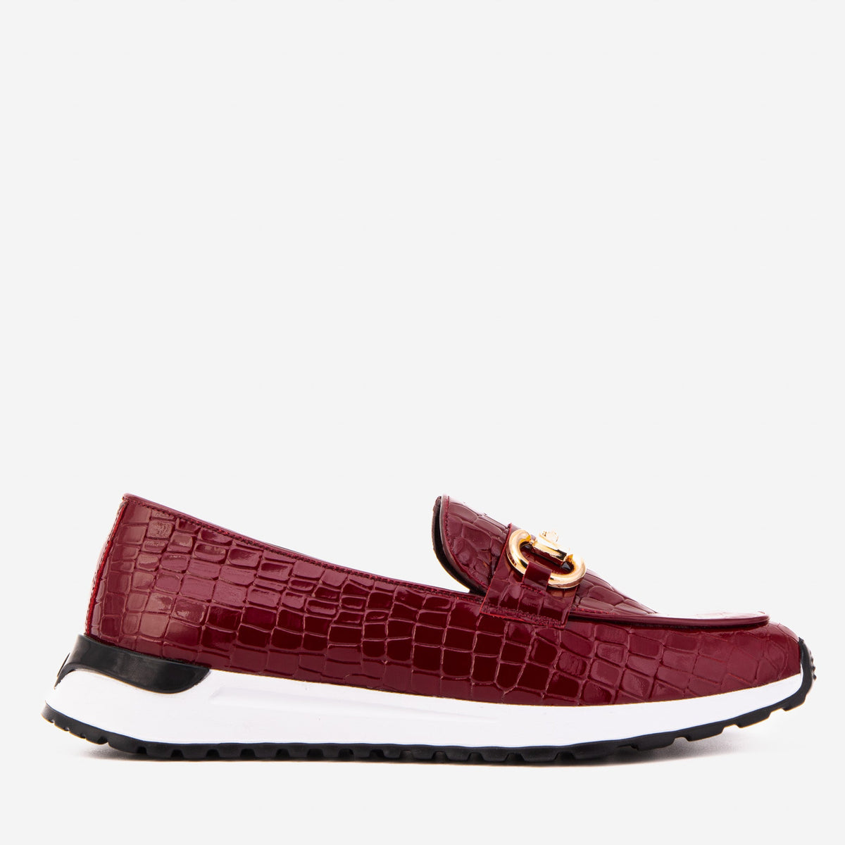 The Milan Burgundy Croc-Embossed Patent Leather Sneaker Exclusive Style