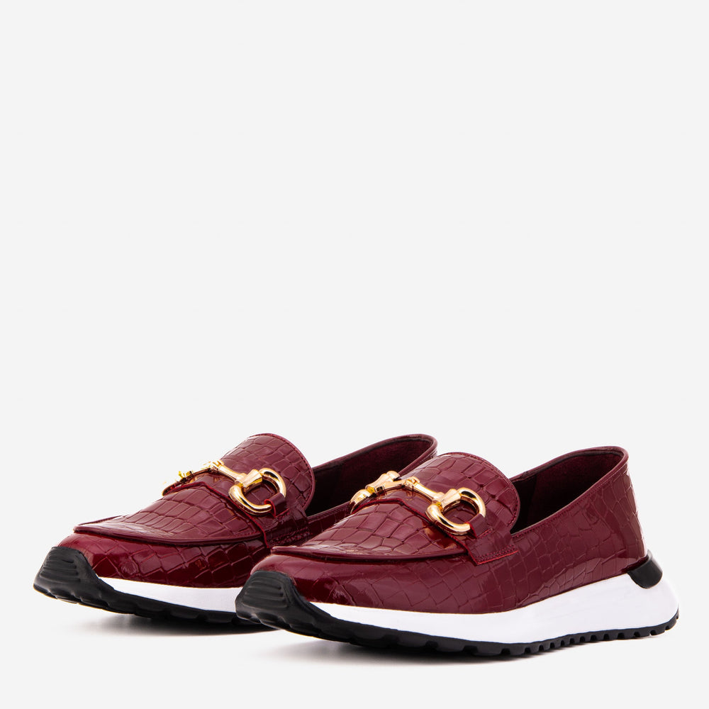 The Milan Burgundy Croc-Embossed Patent Leather Sneaker Exclusive Style