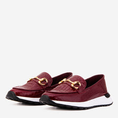 The Milan Burgundy Croc-Embossed Patent Leather Sneaker Exclusive Style