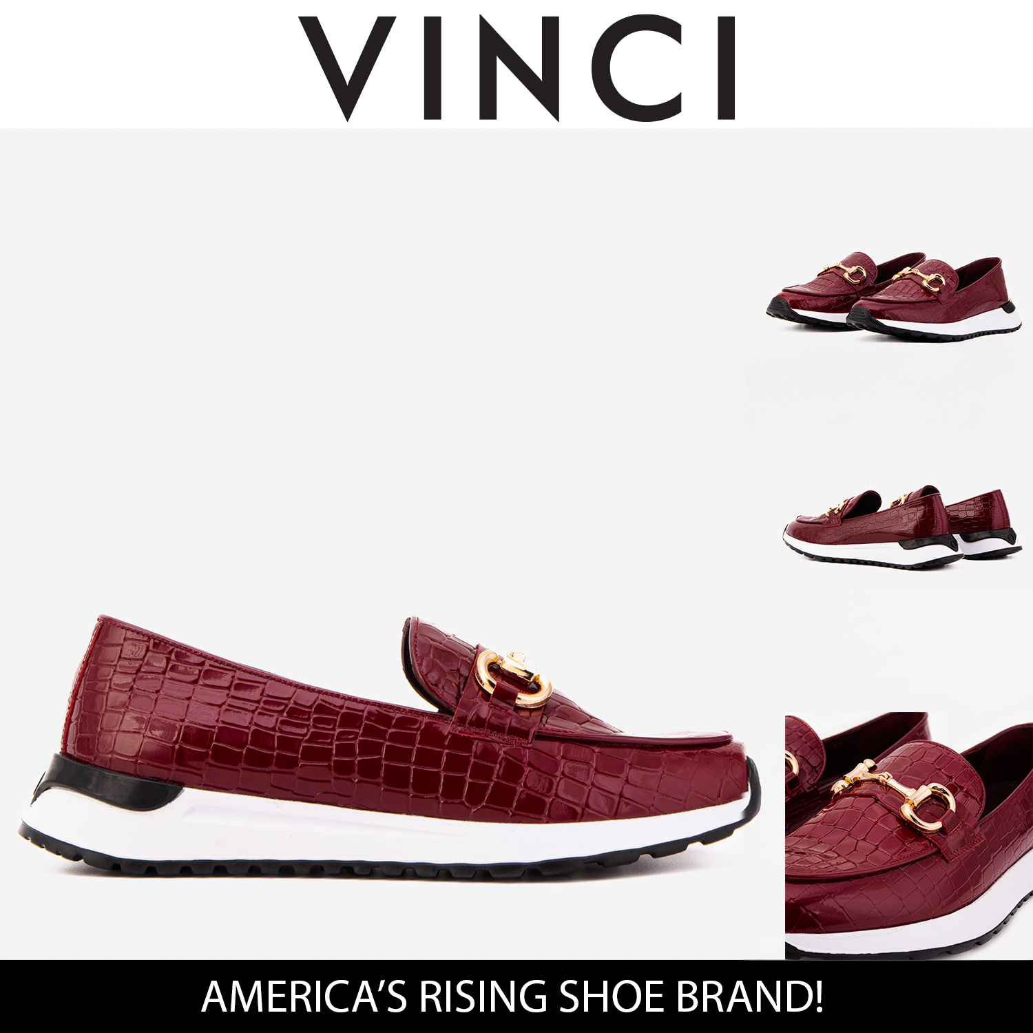 The Milan Burgundy Croc-Embossed Patent Leather Sneaker Exclusive Style