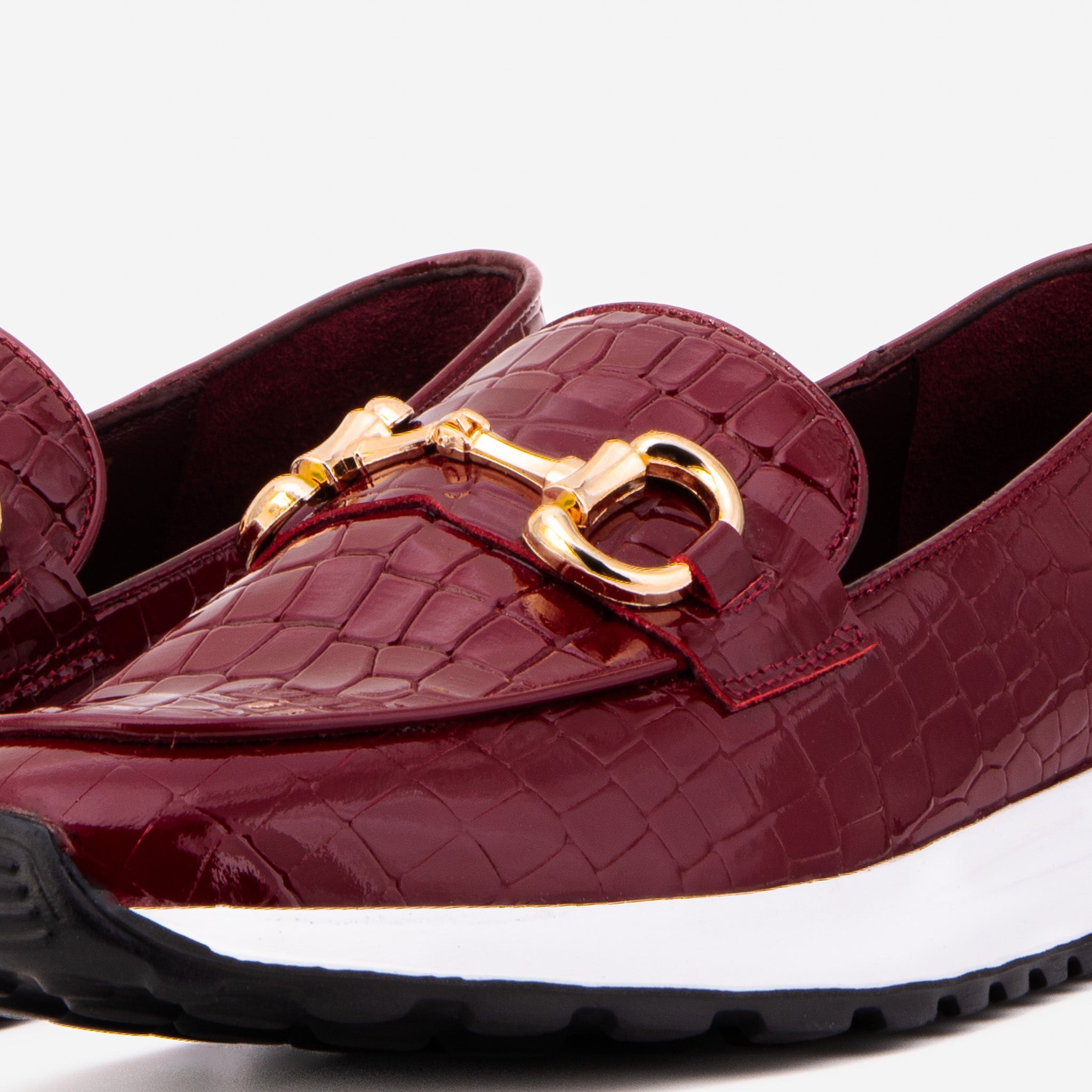 The Milan Burgundy Croc-Embossed Patent Leather Sneaker Exclusive Style