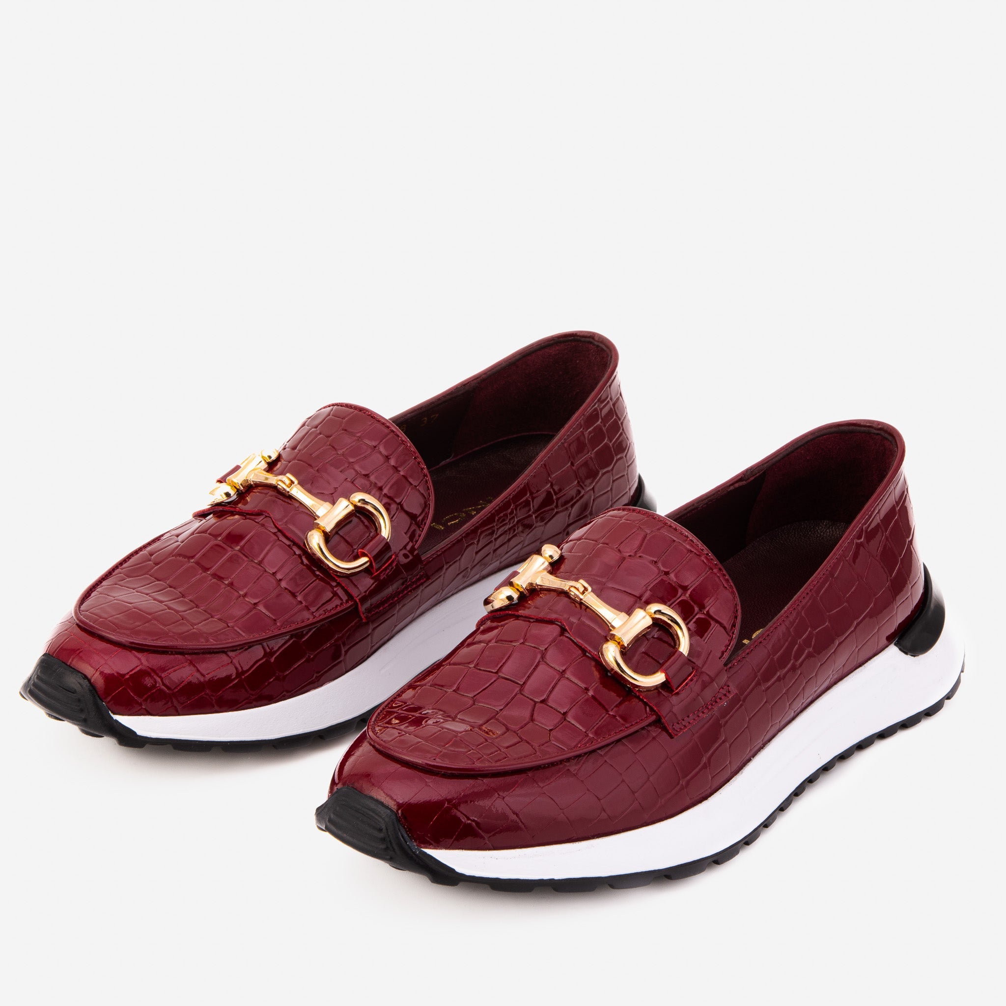 The Milan Burgundy Croc-Embossed Patent Leather Sneaker Exclusive Style