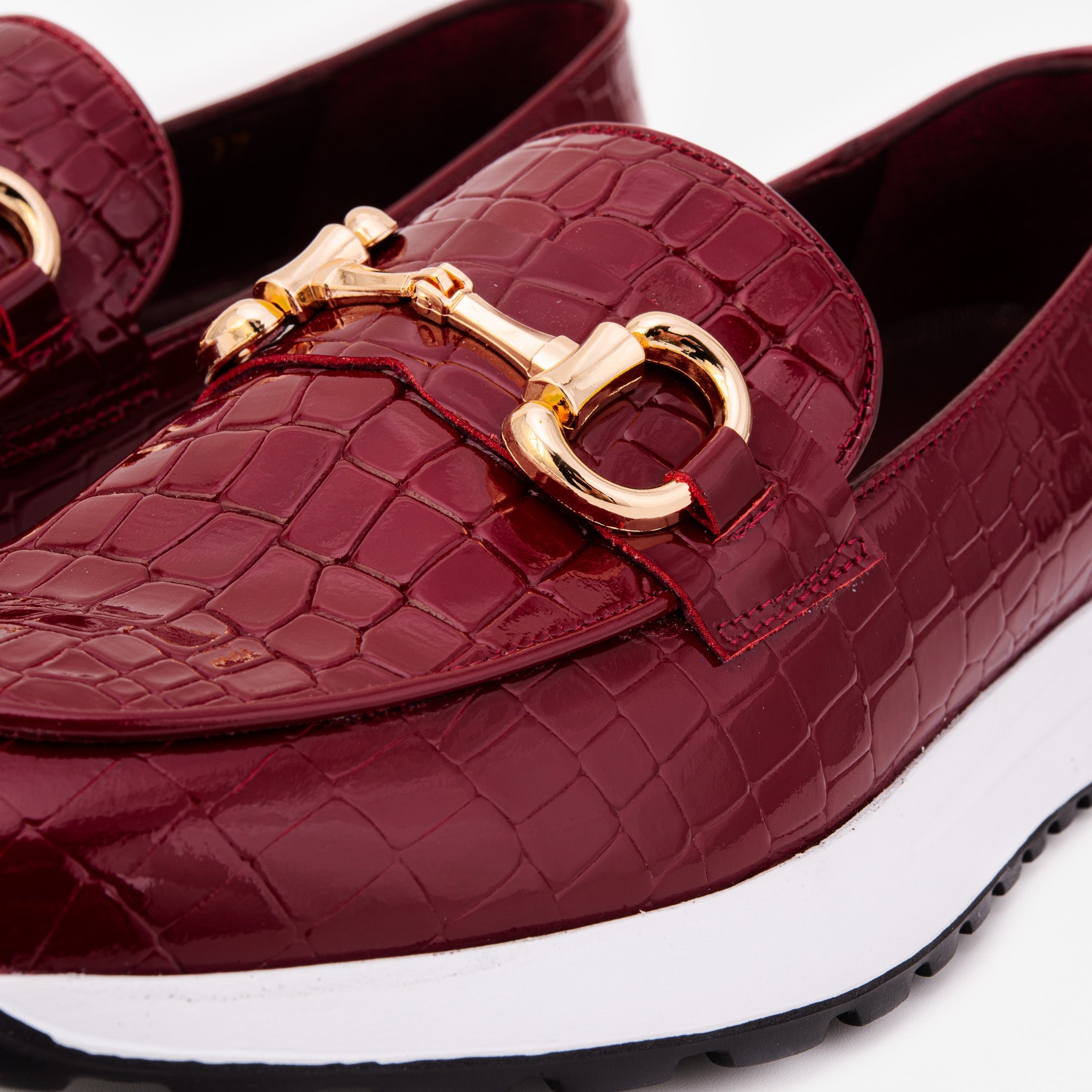 The Milan Burgundy Croc-Embossed Patent Leather Sneaker Exclusive Style