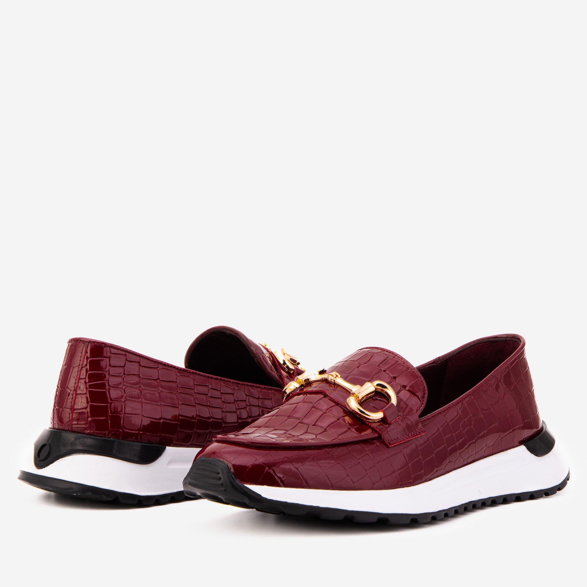 The Milan Burgundy Croc-Embossed Patent Leather Sneaker Exclusive Style