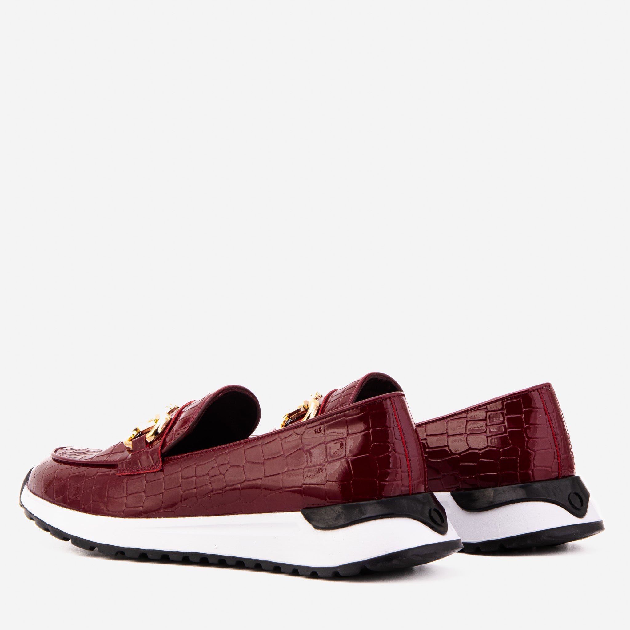 The Milan Burgundy Croc-Embossed Patent Leather Sneaker Exclusive Style