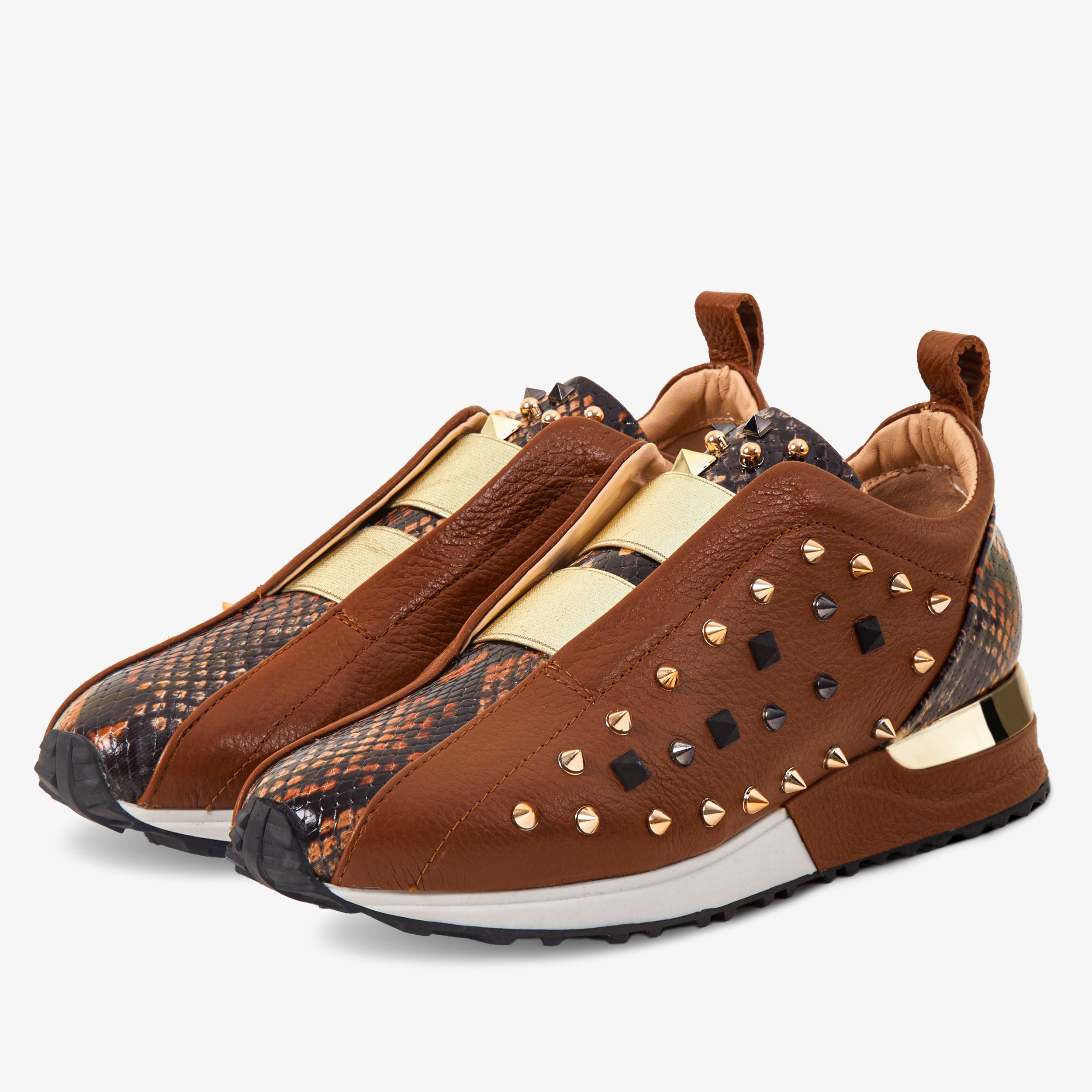 The Infanta Tan  Spike Leather Sneaker Limited Edition On Sale