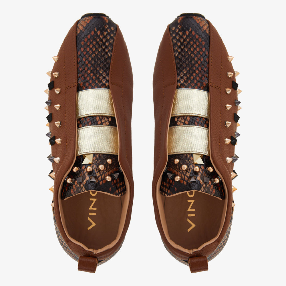 The Infanta Tan  Spike Leather Sneaker Limited Edition On Sale