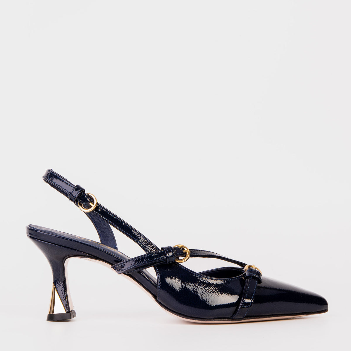 The Atlantic Navy Blue Leather Slingback Sandal Fine Craftsmanship