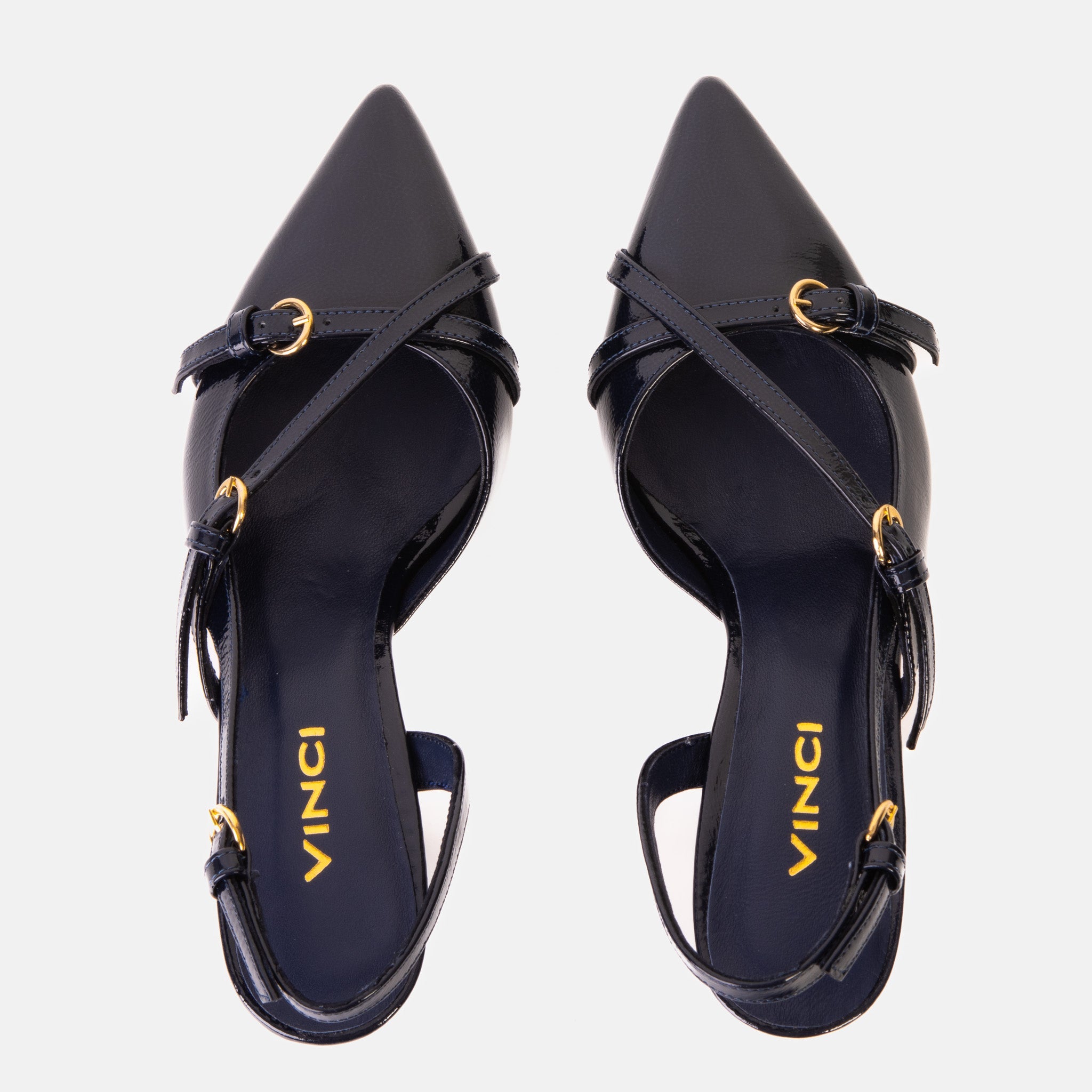 The Atlantic Navy Blue Leather Slingback Sandal Fine Craftsmanship