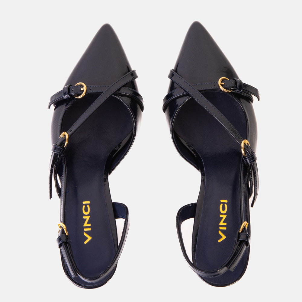 The Atlantic Navy Blue Leather Slingback Sandal Fine Craftsmanship