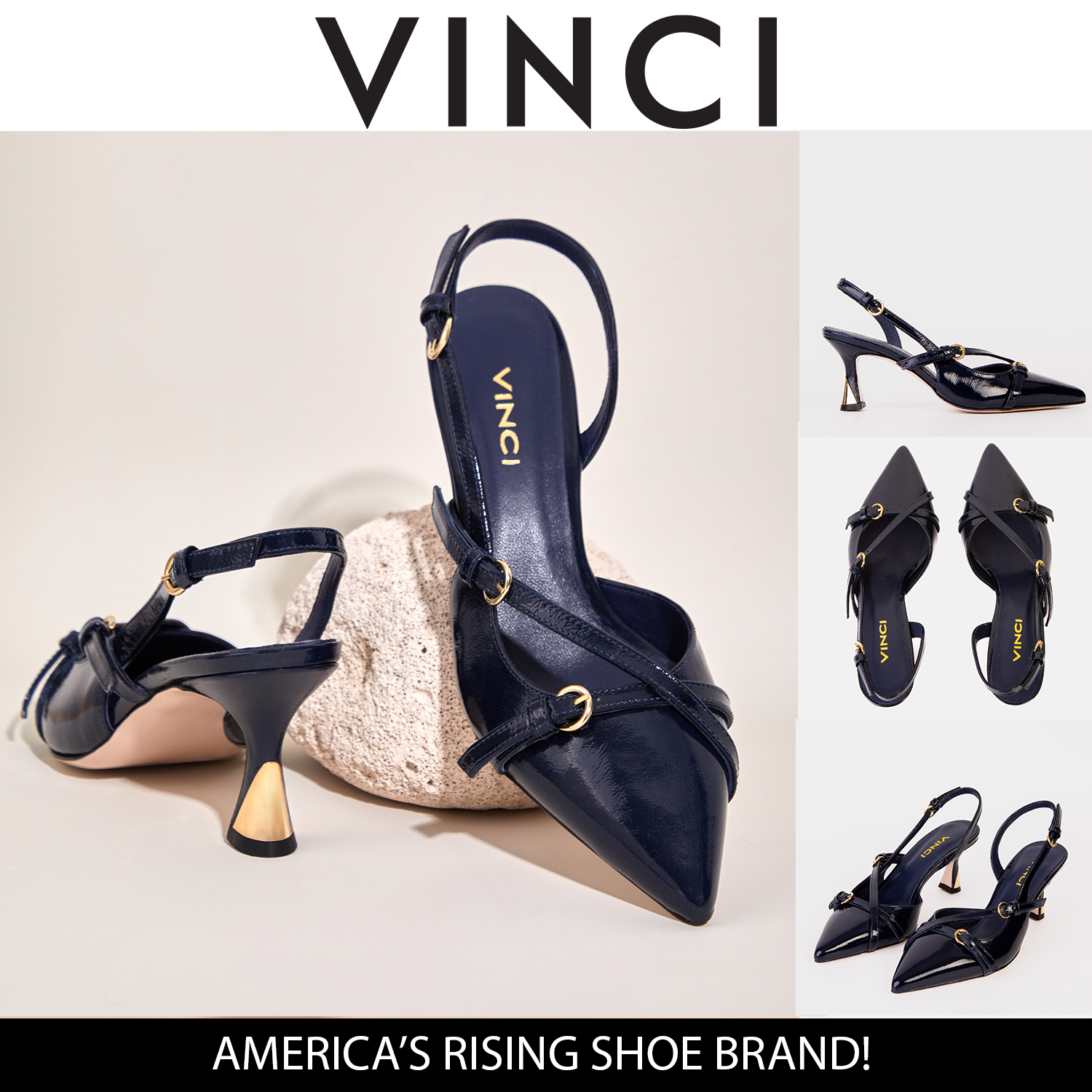 The Atlantic Navy Blue Leather Slingback Sandal Fine Craftsmanship
