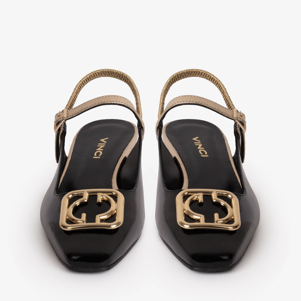 The Rosalinda Black Leather Flat Slingback Sandal Exclusive Style