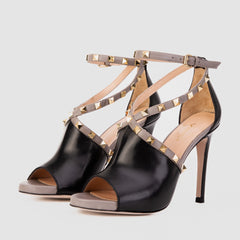 The Ribnica Black Leather Ankle Strap Sandal For Sale