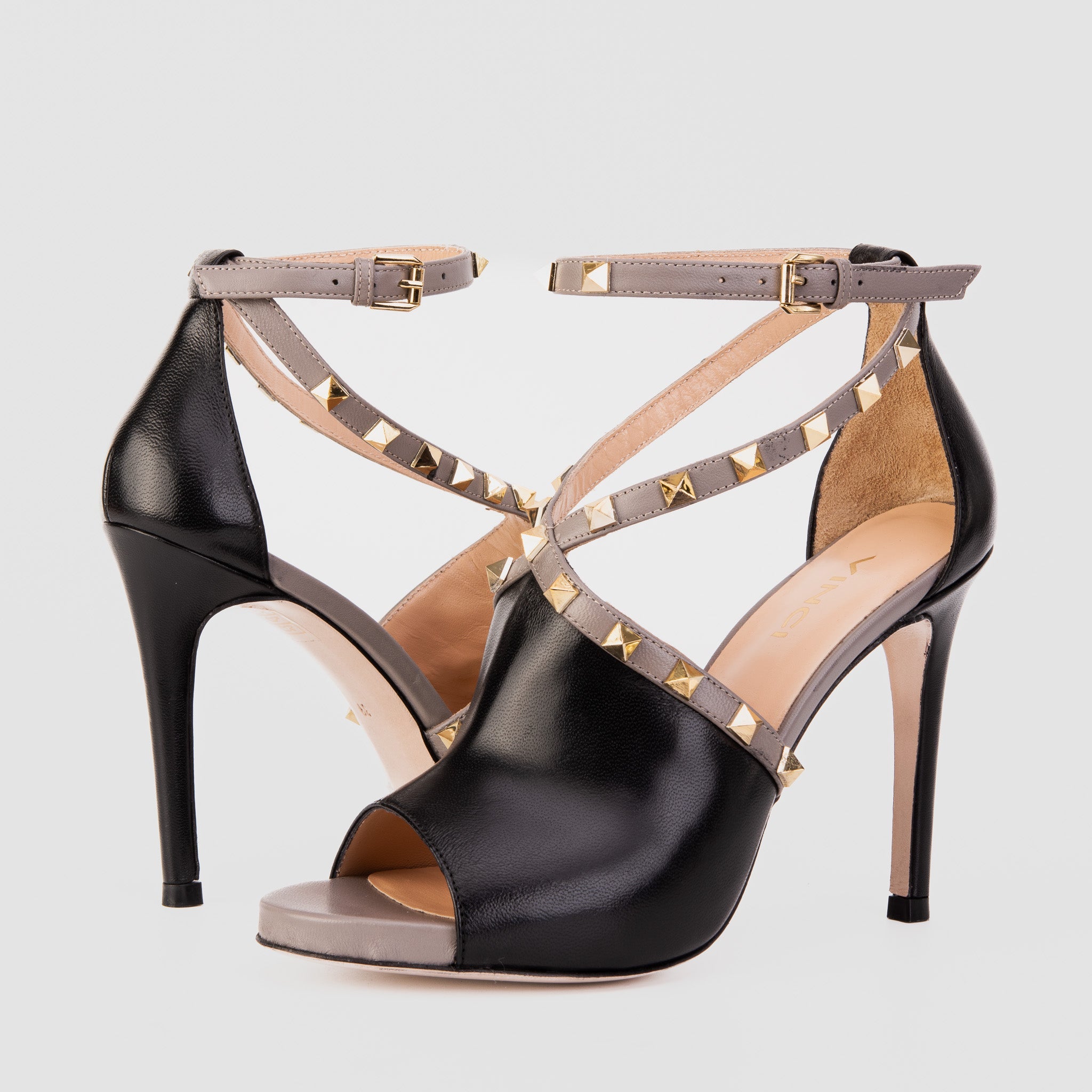 The Ribnica Black Leather Ankle Strap Sandal For Sale