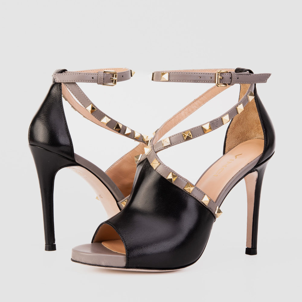 The Ribnica Black Leather Ankle Strap Sandal For Sale