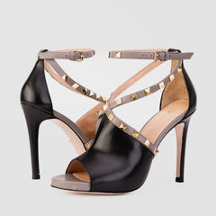 The Ribnica Black Leather Ankle Strap Sandal For Sale