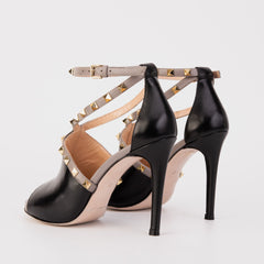 The Ribnica Black Leather Ankle Strap Sandal For Sale