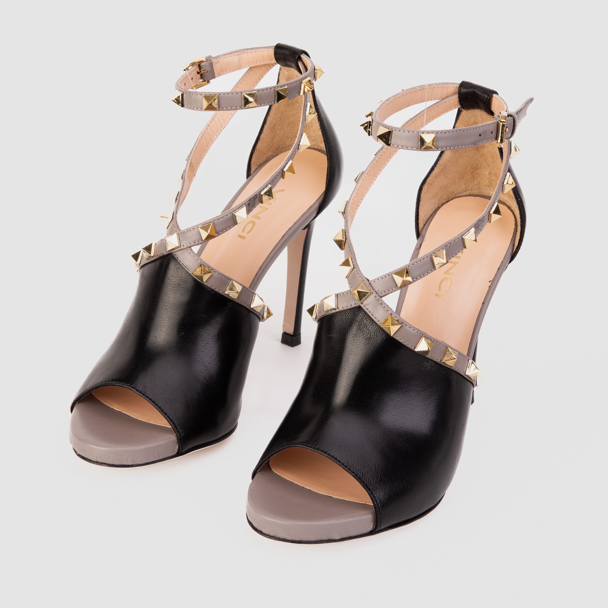 The Ribnica Black Leather Ankle Strap Sandal For Sale